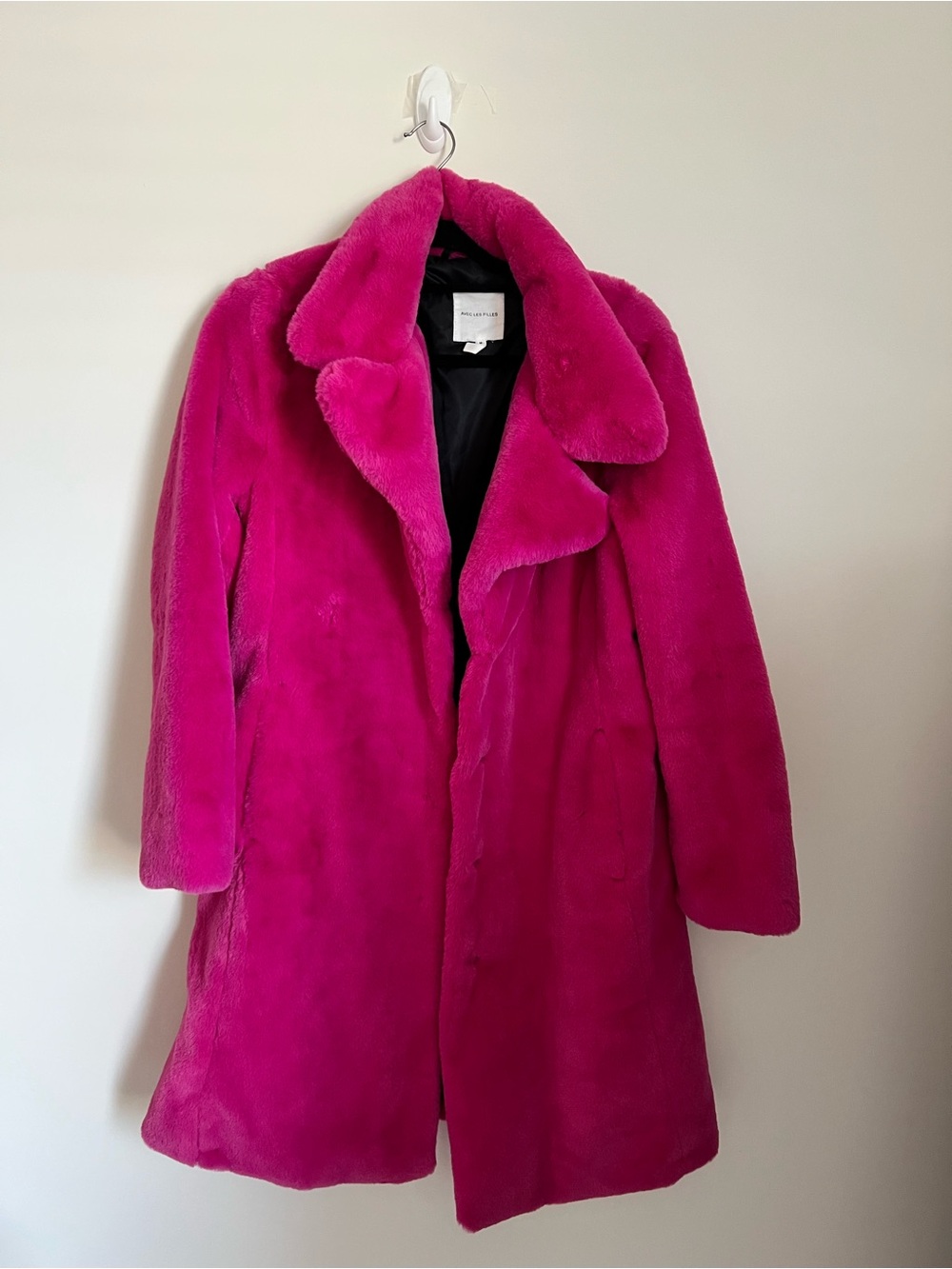 Avec Les Filles Hot Pink Faux Fur Teddy Coat